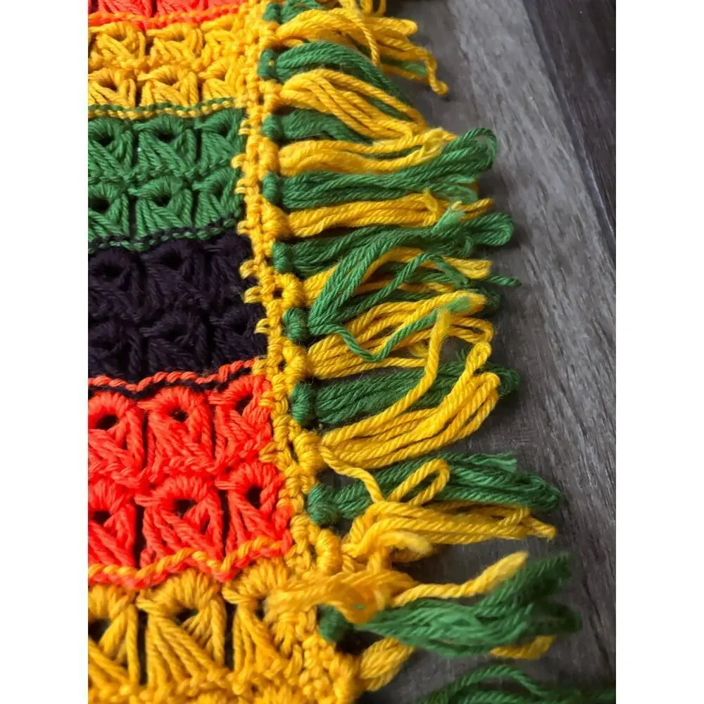 VTG Retro Crocheted Afghan Blanket 80